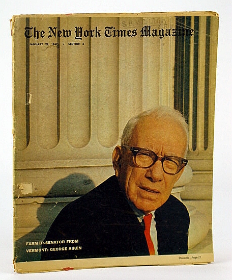 Image for The New York Times Magazine, January (Jan.) 29, 1967 - The Electric Car / Cover Photo of Vermont Senator George Aiken The New York Times Magazine, January (Jan.) 29, 1967 - The Electric Car / Cover Photo of Vermont Senator George Aiken