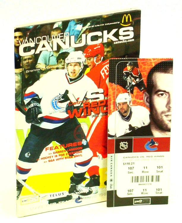 Vancouver Canucks Official Program Vol. 33, No. 3, 24 January 2003 - Brendan Morrison / Sergei Fedorov Cover Photo