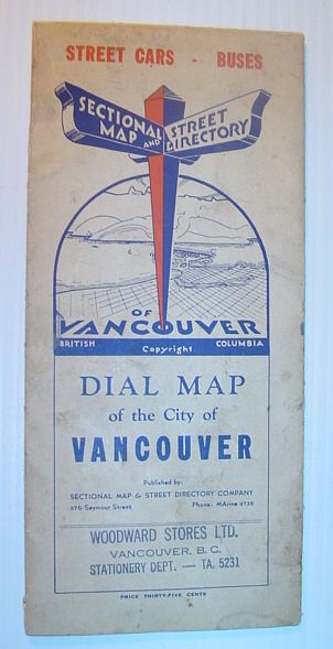 Dial Map of Greater Vancouver, British Columbia - Street Cars, Buses / Map of Burnaby - New Westminster and Parts of Adjacent Municipalities (including Surrey) Circa 1950