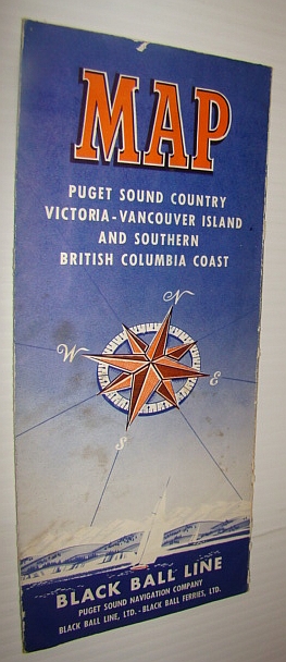 Black Ball Line (Ferry) Map: Puget Sound Country, Victoria - Vancouver Island, and Southern British Columbia Coast