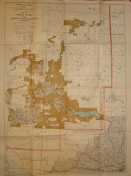 Image for Map of Peace River and Grand Prairie District, Alberta, January 1929 - Homesteading Map Map of Peace River and Grand Prairie District, Alberta, January 1929 - Homesteading Map