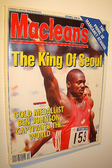 Maclean's - Canada's Weekly Newsmagazine, October 3, 1988: Cover Photo of Ben Johnson, 