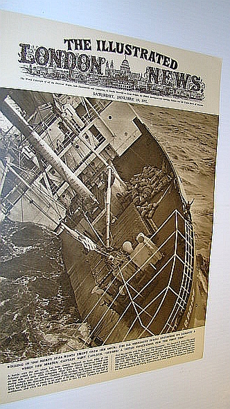 The Illustrated London News (ILN), January 19, 1952 - Cover Photo of Partially Submerged U.S. Freighter 