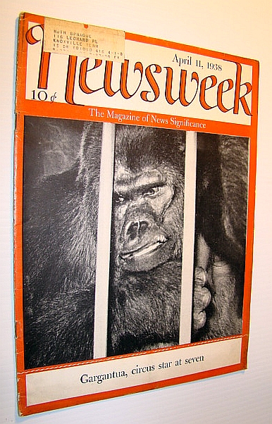 Image for Newsweek Magazine, April 11, 1938 - Gorilla Cover Photo Newsweek Magazine, April 11, 1938 - Gorilla Cover Photo