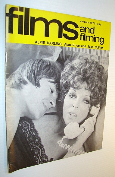 Films and Filming Magazine, January 1975 - Cover Photo of Allan Price and Joan Collins in 'Alfie Darling'