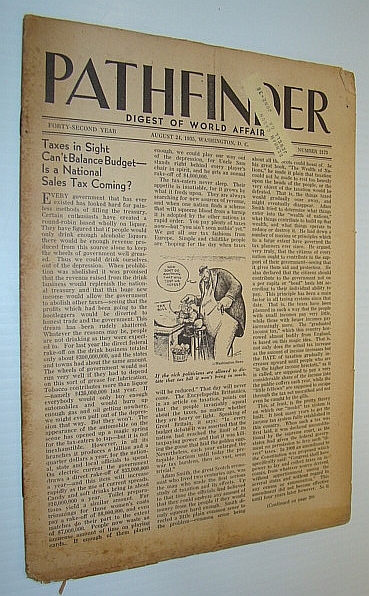 Pathfinder Magazine - A Weekly Digest of World Affairs From the Nation's Capital, August 3 1933 - Is a National Sales Tax Coming / Social Security Law