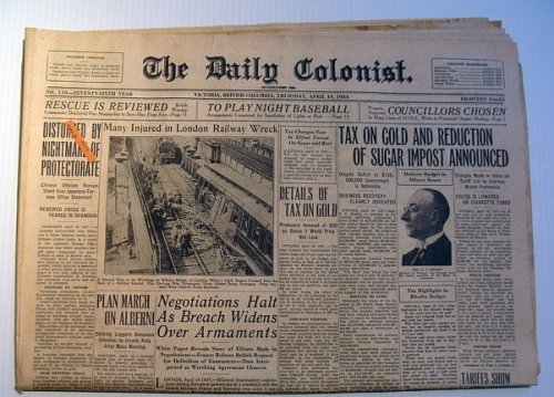 The Daily Colonist, Thursday April 19, 1934, Victoria, British Columbia Newspaper