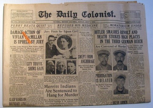 The Daily Colonist, Sunday July 1, 1934, Victoria, British Columbia Newspaper