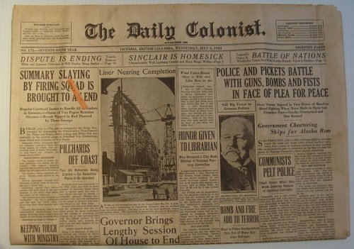 The Daily Colonist, Wednesday July 4, 1934, Victoria, British Columbia Newspaper