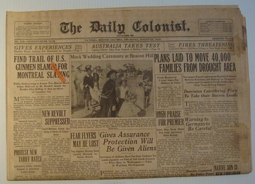 The Daily Colonist, Thursday August 23, 1934, Victoria, British Columbia Newspaper