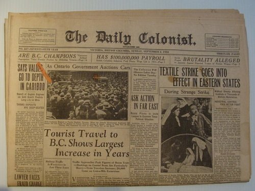 The Daily Colonist, Sunday September 23, 1934, Victoria, British Columbia Newspaper