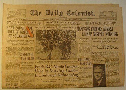 The Daily Colonist, Sunday September 23, 1934, Victoria, British Columbia Newspaper