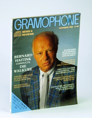 Image for Gramophone Magazine, December (Dec.) 1988 - Bernard Haitink Cover Photo Gramophone Magazine, December (Dec.) 1988 - Bernard Haitink Cover Photo