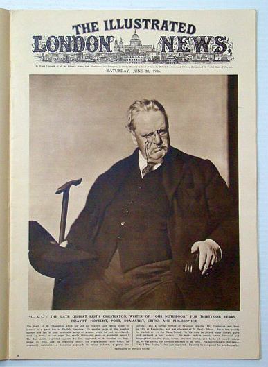 The Illustrated London News, June 20, 1936: Cover Photo Portrait of the late G. K. (Gilbert Keith) Chesterton / Arab Riots in Palestine