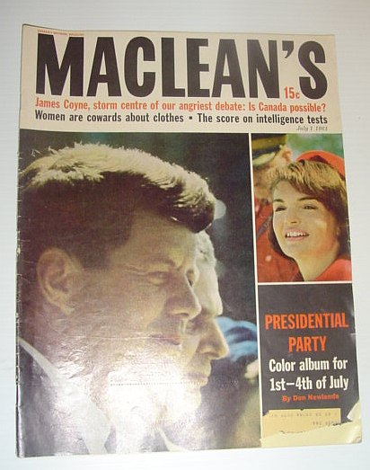 Maclean's Magazine, July 1, 1961 - JFK Cover Photo / George Cook Defused Bombs in WWII