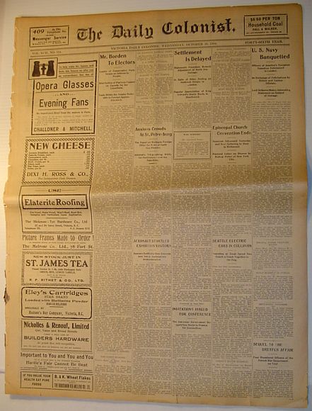 The (Victoria, British Columbia) Daily Colonist Newspaper: Wednesday, October 26, 1904 Issue