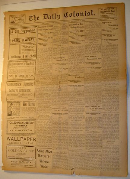 The (Victoria, British Columbia) Daily Colonist Newspaper: Sunday, December 4, 1904 Issue