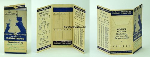 General Electric Radiotron Tube Promotional Fold-out Bridge Score, Canadian, United States, and Principal World Short Wave Radio Station Reference (146-37 50M-8/37 ROB