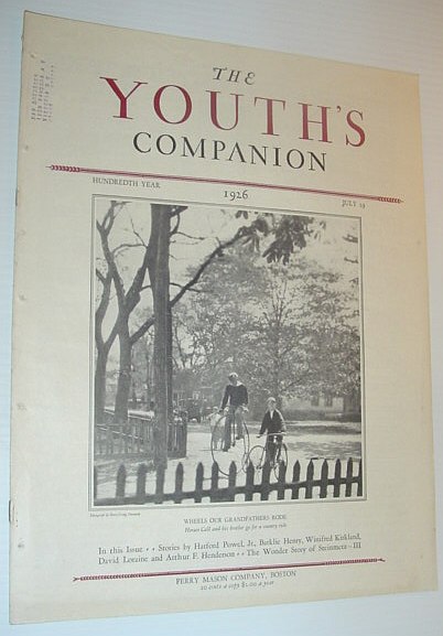 The Youth's Companion, July 29, 1926 *PHOTO OF VERY OLD BICYCLE ON FRONT COVER*