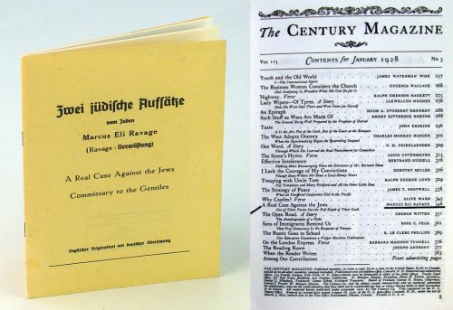 Zwei jdische Aufstze vom Juden Marcus Eli Ravage (Ravage: verwstung)/A Real Case Against the Jews, Commissary to the Gentiles