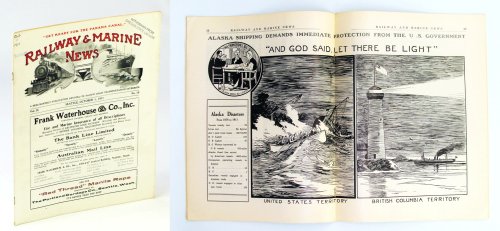 Railway & Marine News, A Semi-Monthly Publication Devoted to Pacific Coast Transportation Interests, October 1, 1911, Vol. IX, No. 18 - Magnificent Illustrated Centerfold Makes Case for Alaskan Lighthouses