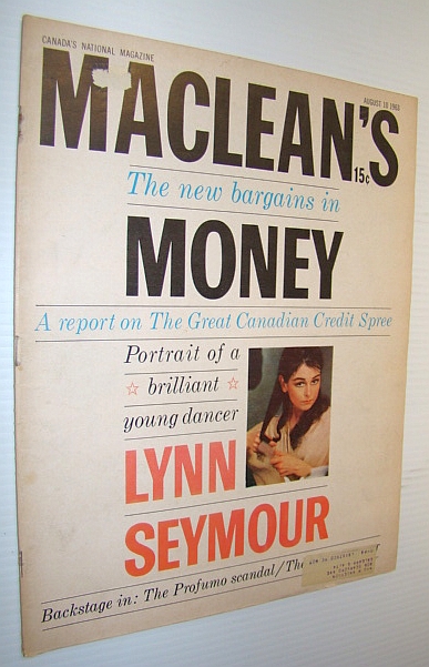 Image for Maclean's, Canada's National Magazine, August 10, 1963 - Cover Photo of Dancer Lynn Seymour Maclean's, Canada's National Magazine, August 10, 1963 - Cover Photo of Dancer Lynn Seymour