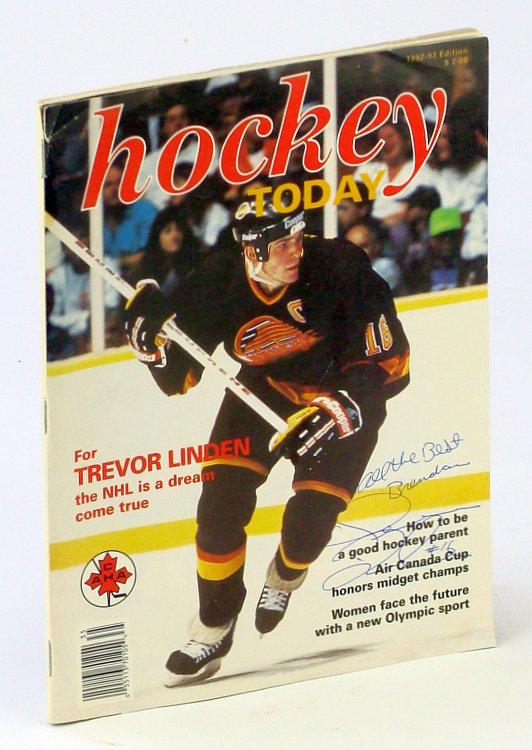 Hockey Today Magazine, 1992-92 Edition: Signed Trevor Linden Cover Photo