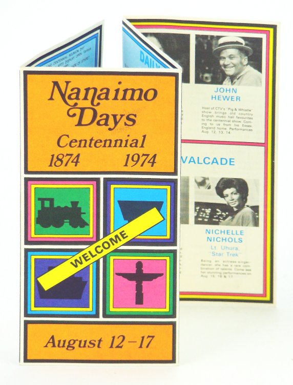 Image for Nanaimo Days Centennial 1874-1974, August 12-17, 1974 - Entertainment Schedule Nanaimo Days Centennial 1874-1974, August 12-17, 1974 - Entertainment Schedule