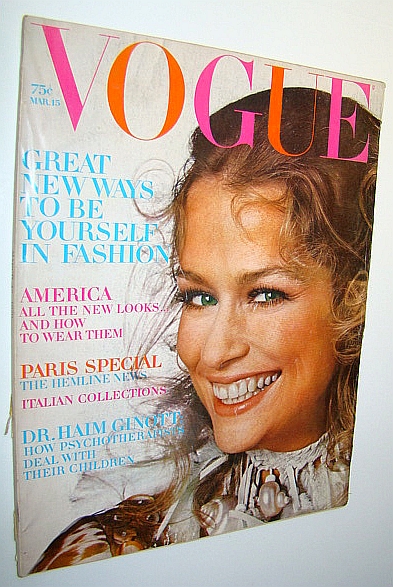 Vogue Magazine - Incorporating Vanity Fair (US), March 15, 1970: Lauren Hutton Cover / New York Taxi Drivers / Antonioni