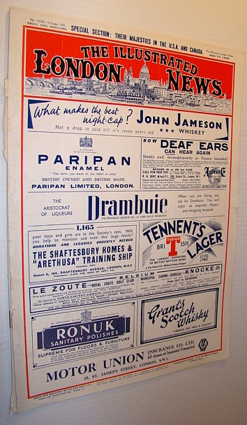 The Illustrated London News, Saturday, June 17, 1939 - Cover Photos of the King and Queen with President And Mrs. Roosevelt