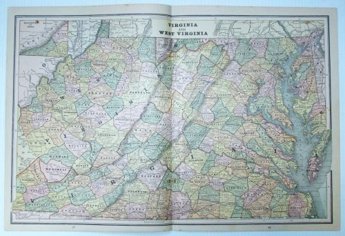 1889 Color Map of the States of Virginia and West Virginia