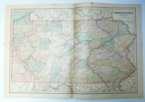 1889 Color Map of the State of Pennsylvania