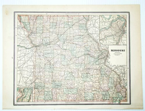 1889 Color Map of the State of Missouri