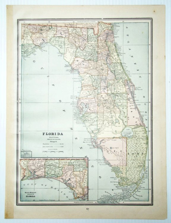 1889 Color Map of the State of Florida