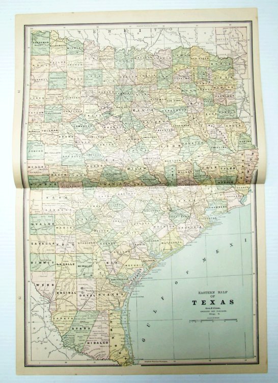 1889 Color Map of the Eastern Half of the State of Texas