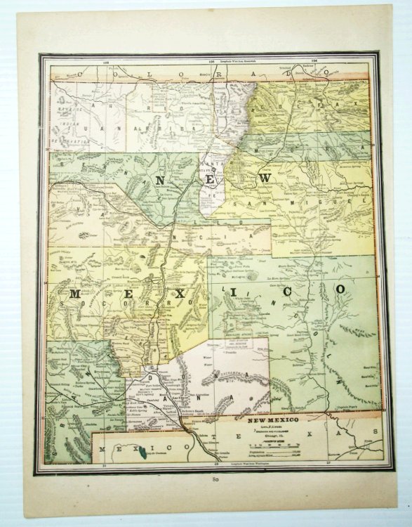 1889 Color Map of the State of New Mexico