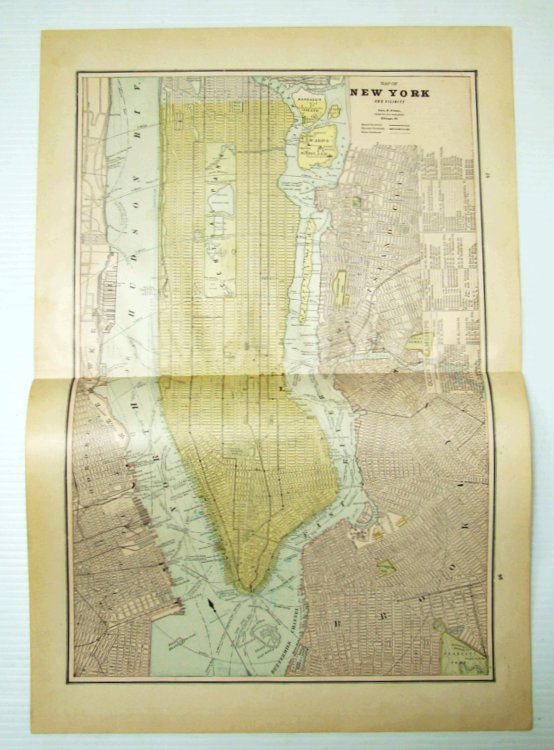 1889 Color Map of New York City (Manhattan) and Vicinity