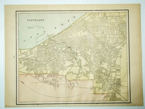 1889 Color City Map of Cleveland, Ohio (OH)