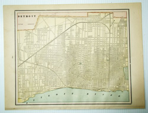 1889 Color City Map of Detroit, Michigan (MI)