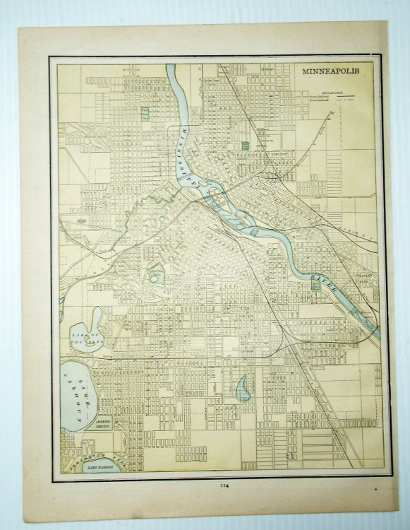 1889 Color Map of the City of Minneapolis, Minnesota (MN)