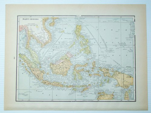 1889 Color Map of the East Indies