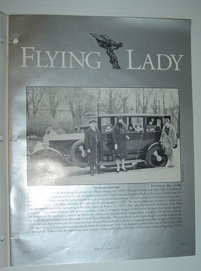Flying Lady - The Periodical of the Rolls-Royce Owner's Club, Inc., March/April 1991