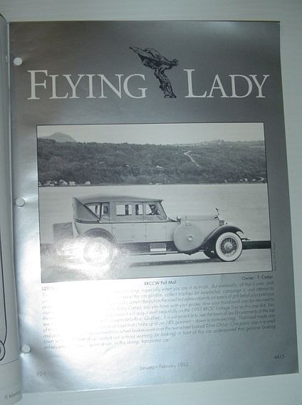 Flying Lady - The Periodical of the Rolls-Royce Owner's Club, Inc., January/February 1992