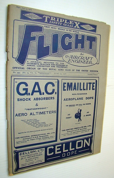 Image for Flight (Magazine) And The Aircraft Engineer, June 13, 1918 Flight (Magazine) And The Aircraft Engineer, June 13, 1918