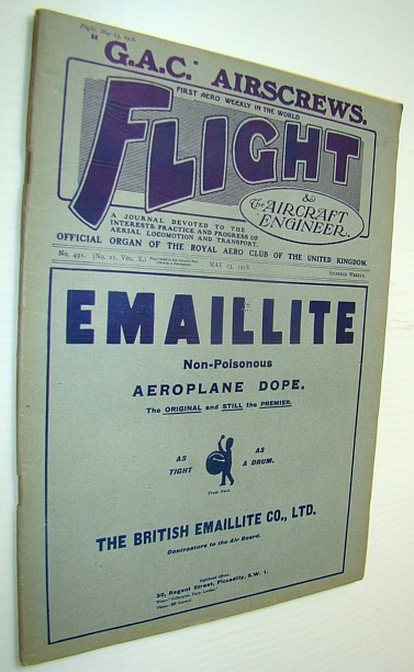 Image for Flight (Magazine) And The Aircraft Engineer, May 23, 1918 Flight (Magazine) And The Aircraft Engineer, May 23, 1918
