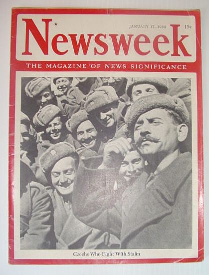 Newsweek Magazine, January 17, 1944 *COVER PHOTO OF CZECHS WHO FIGHT WITH STALIN*