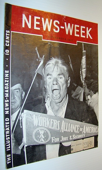 News-Week (Newsweek) Magazine, September 6, 1937 - Workers Alliance of American Cover Photo