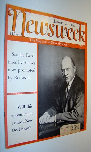 Newsweek Magazine, January 24, 1938 - Stanley Reed Cover Photo