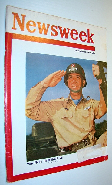 Newsweek Magazine, November 17, 1952 - General James A. Van Fleet Color Cover Photo / Univac's Startling Election Prediction