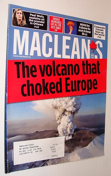 Image for Maclean's Magazine, May 3 2010 *ICELAND VOLCANO CHOKES EUROPE* Maclean's Magazine, May 3 2010 *ICELAND VOLCANO CHOKES EUROPE*